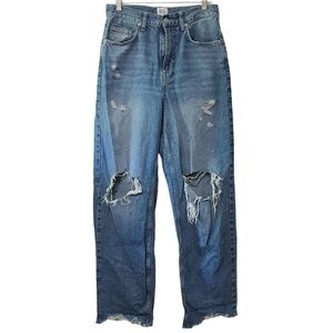 BDG High Rise Baggy Distressed Jeans Size 29 Ripped Raw Hem